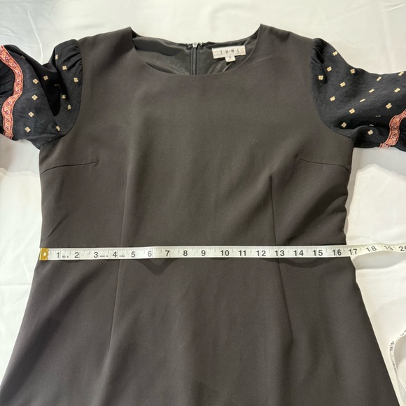 THML Women’s Dress Size M Black Long Sleeve Embroidered Boho A-Line - Picture 8 of 8